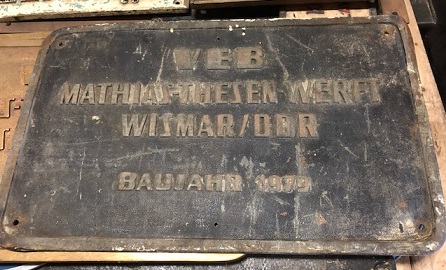 Extremely large (and heavy) brass shipbuilder's plate measuring 19 1/2  inches tall X 39 inches long