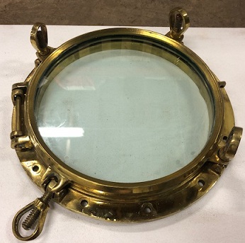 Vintage Brass Ship Marine PortHole Port Hole Glass 15.25” 2 available for Sale 